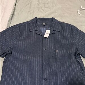 Express Men's Dark Blue Pinstripe Shirt